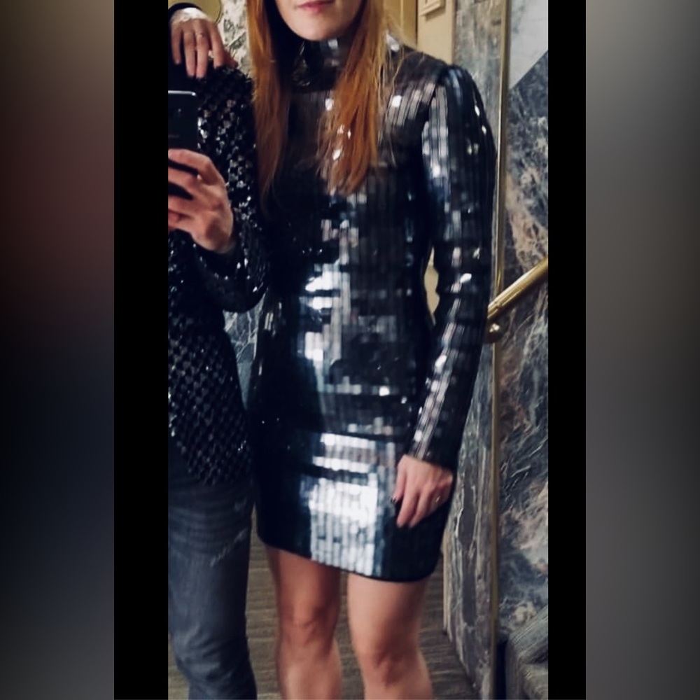 Gunmetal disco sequin dress xs/s Peace + Love